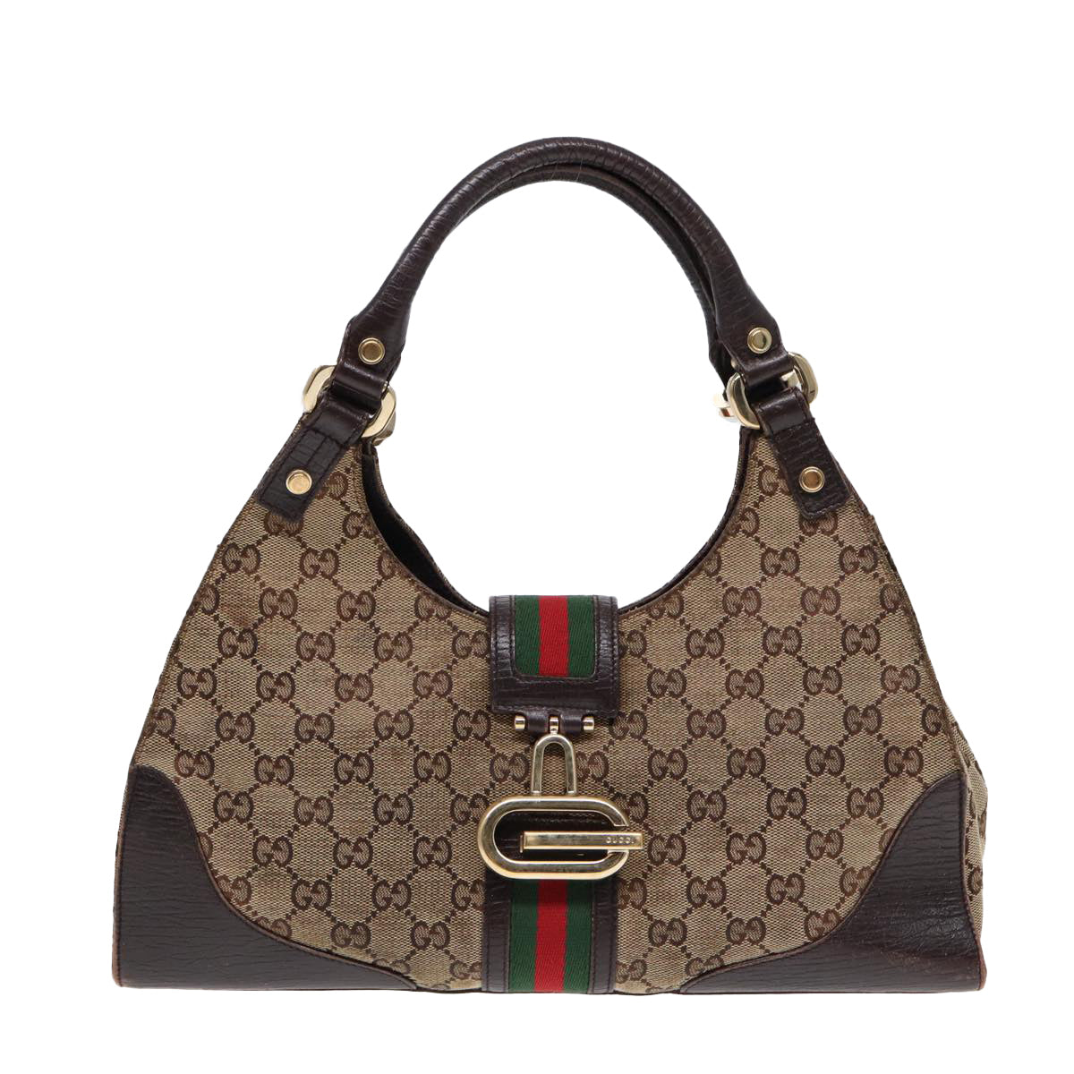 GUCCI GG Canvas WebSherry Line Jackie Shoulder Bag Beige Gold 130995 87296
