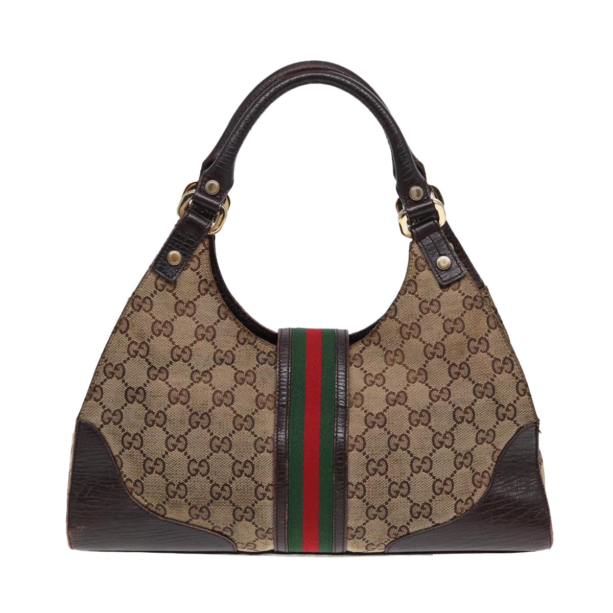 GUCCI GG Canvas WebSherry Line Jackie Shoulder Bag Beige Gold 130995 87296
