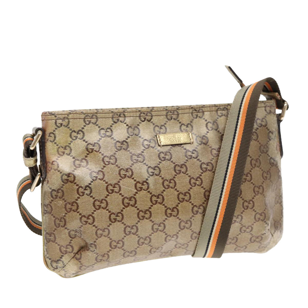 GUCCI GG Crystal Sherry Line Shoulder Bag Gold Brown gray 189749 87298