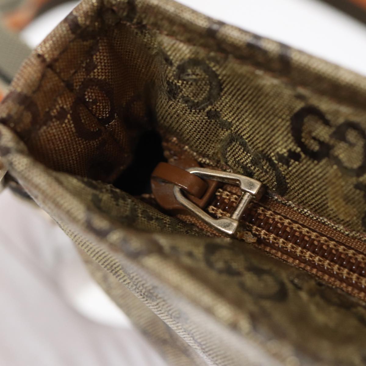 GUCCI GG Crystal Sherry Line Shoulder Bag Gold Brown gray 189749 87298