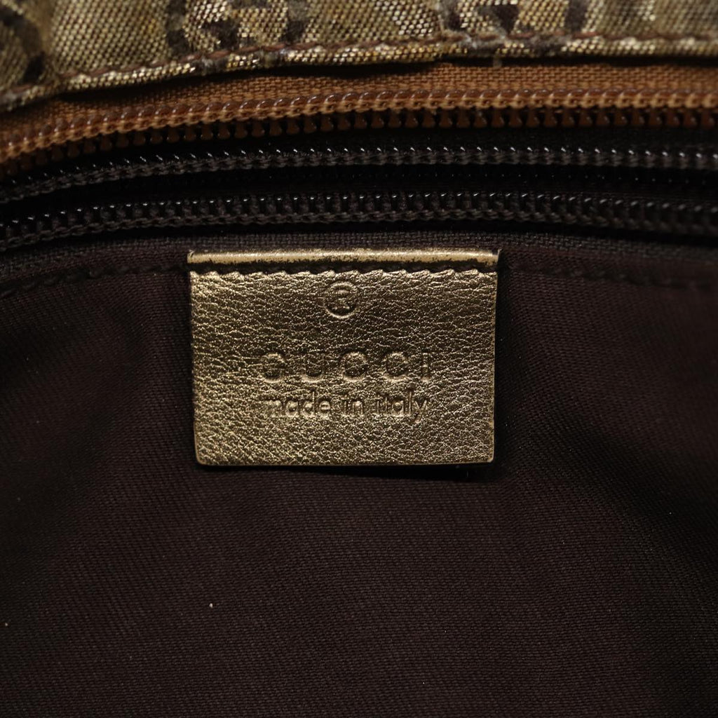 GUCCI GG Crystal Sherry Line Shoulder Bag Gold Brown gray 189749 87298