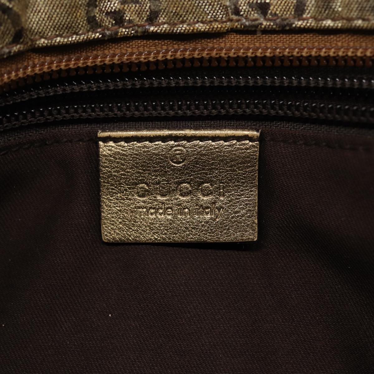 GUCCI GG Crystal Sherry Line Shoulder Bag Gold Brown gray 189749 87298
