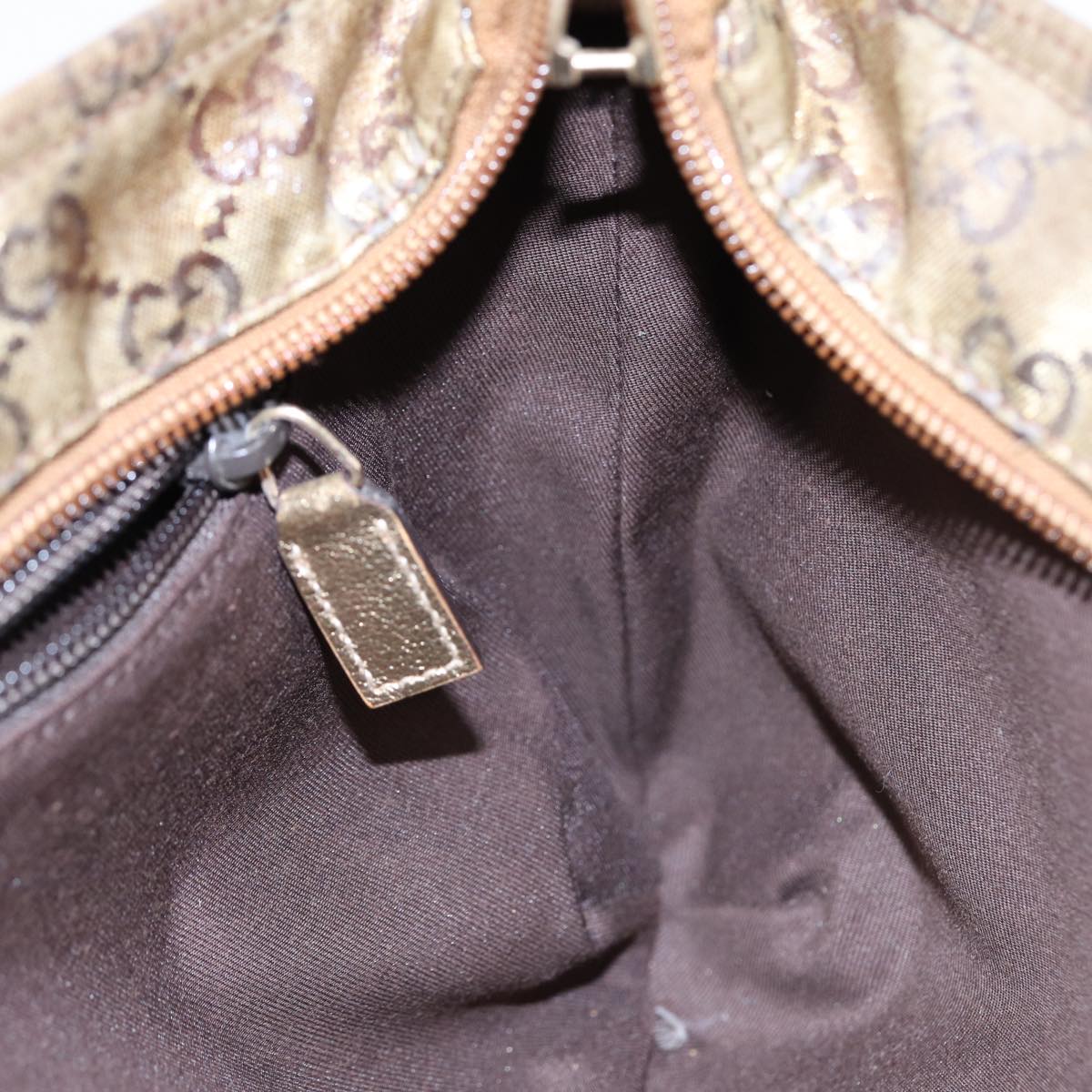 GUCCI GG Crystal Sherry Line Shoulder Bag Gold Brown gray 189749 87298