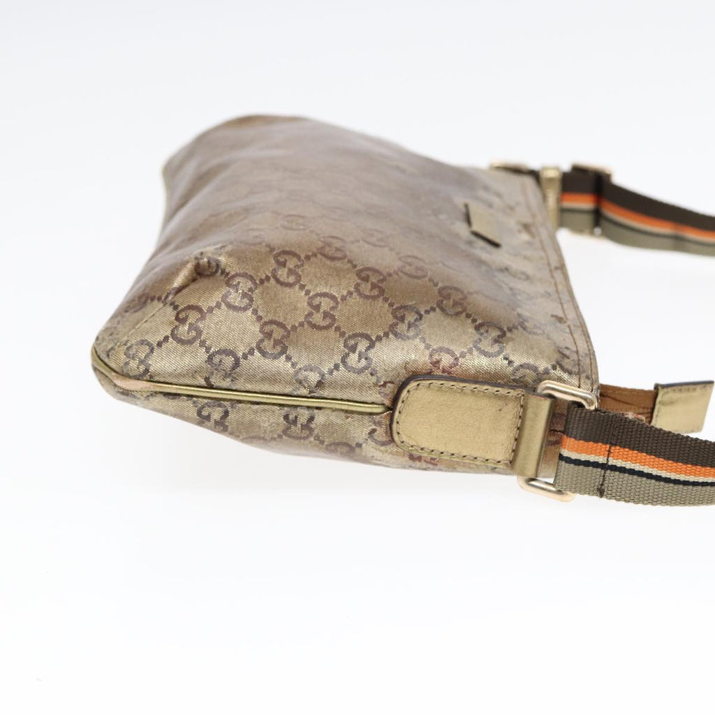 GUCCI GG Crystal Sherry Line Shoulder Bag Gold Brown gray 189749 87298