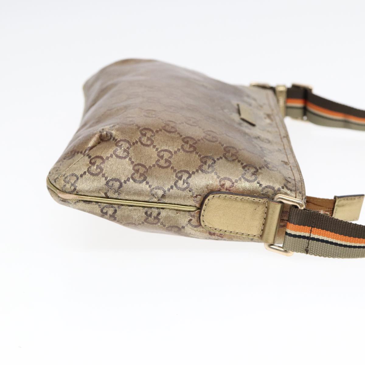 GUCCI GG Crystal Sherry Line Shoulder Bag Gold Brown gray 189749 87298