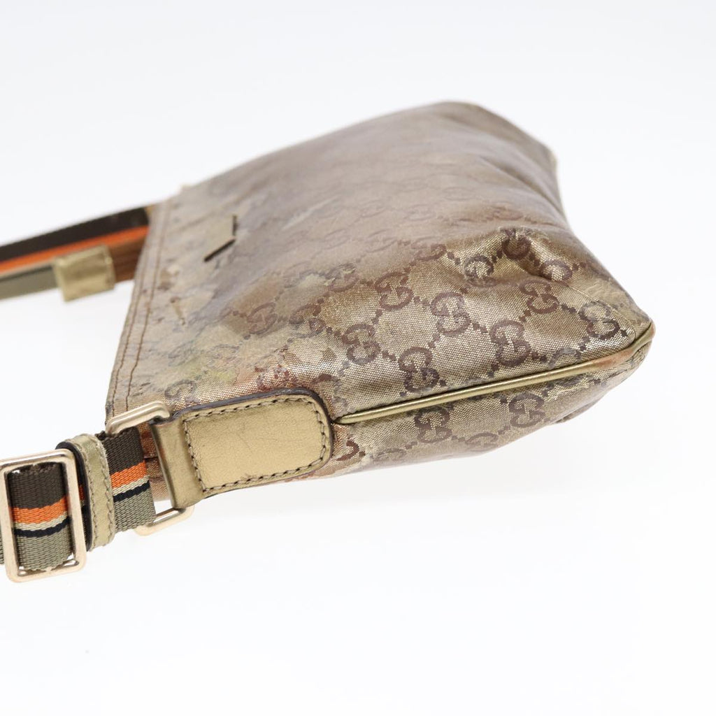GUCCI GG Crystal Sherry Line Shoulder Bag Gold Brown gray 189749 87298