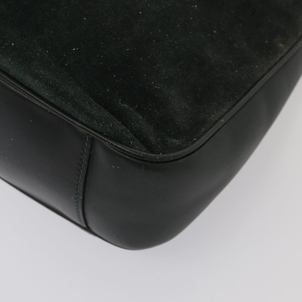 GUCCI Bamboo Hand Bag Suede 2way Green 87329