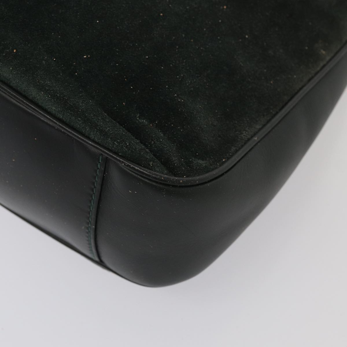 GUCCI Bamboo Hand Bag Suede 2way Green 87329