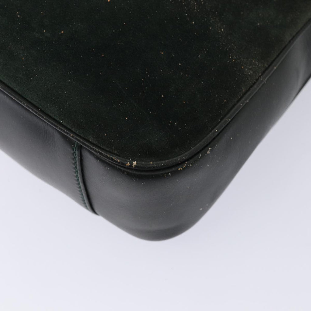 GUCCI Bamboo Hand Bag Suede 2way Green 87329