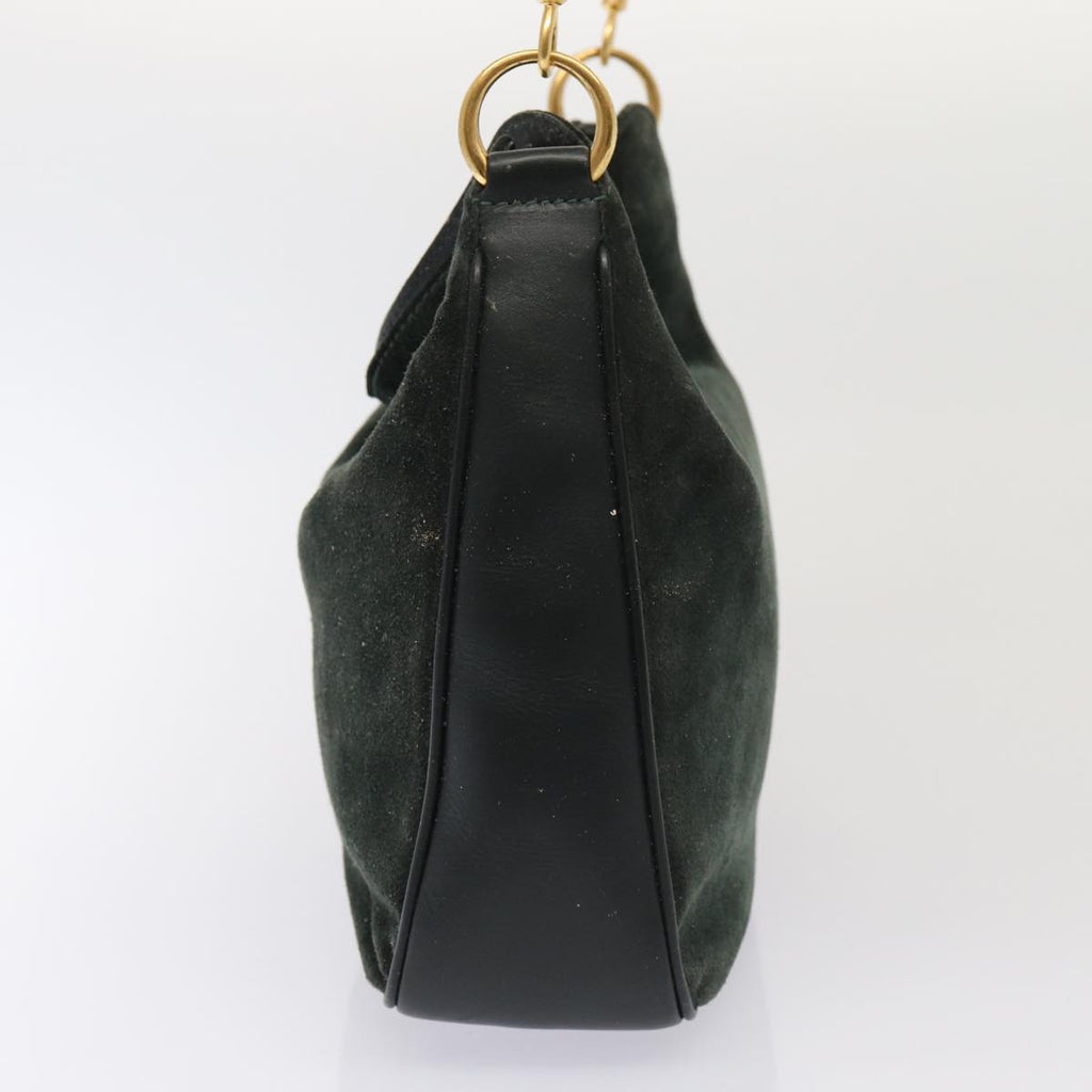 GUCCI Bamboo Hand Bag Suede 2way Green 87329