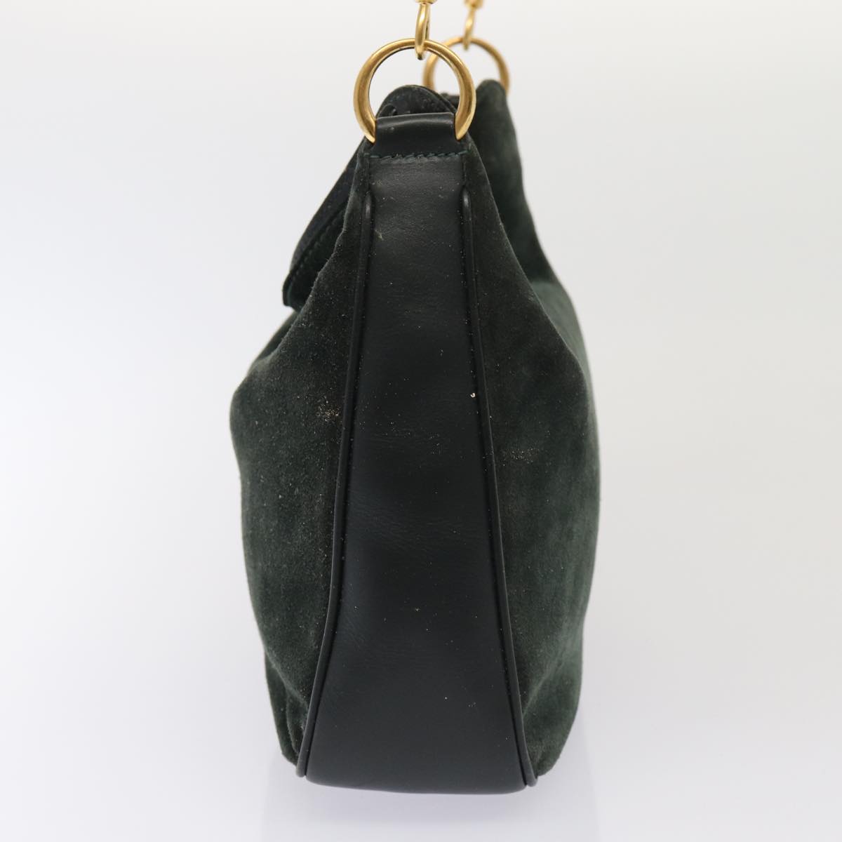GUCCI Bamboo Hand Bag Suede 2way Green 87329