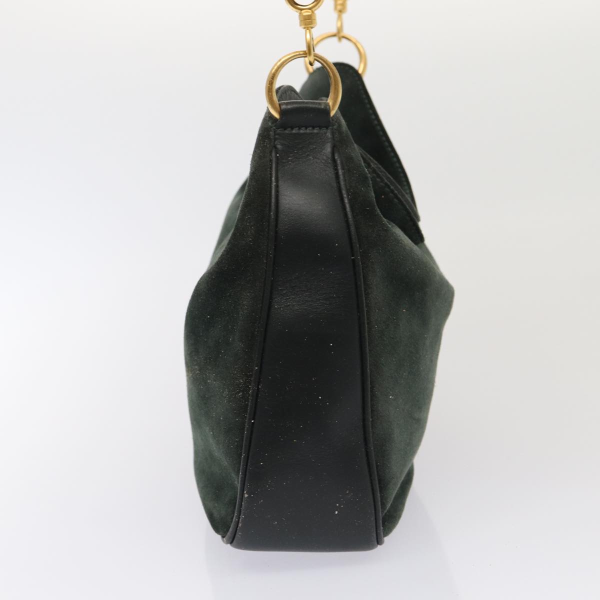 GUCCI Bamboo Hand Bag Suede 2way Green 87329