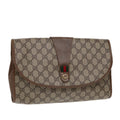 GUCCI GG Supreme Web Sherry Line Clutch Bag PVC Beige Gold 89 01 031 87331