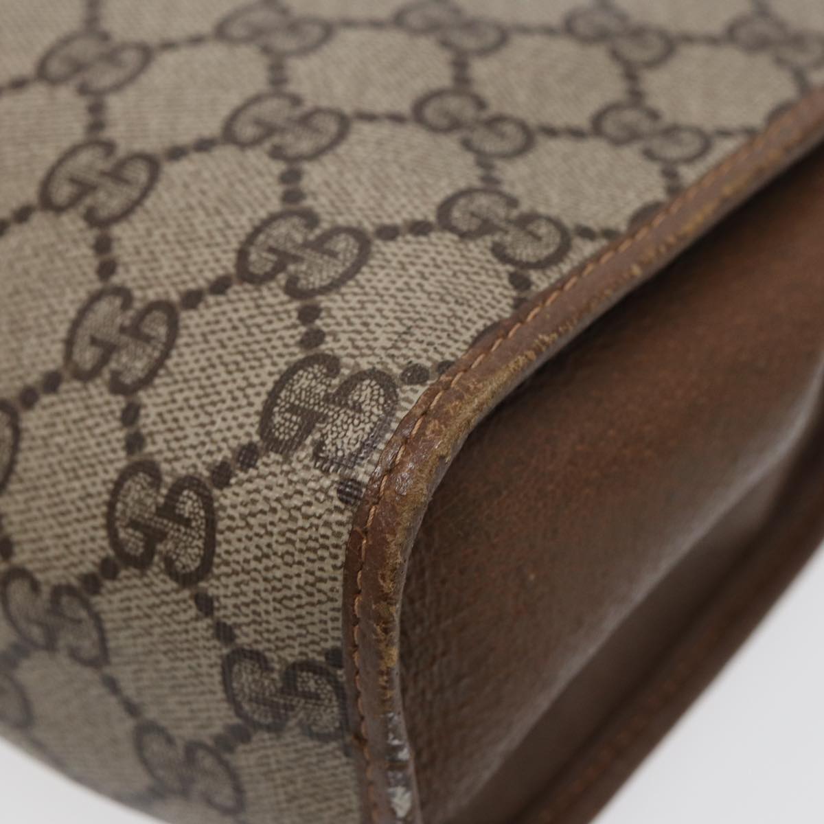 GUCCI GG Supreme Web Sherry Line Clutch Bag PVC Beige Gold 89 01 031 87331