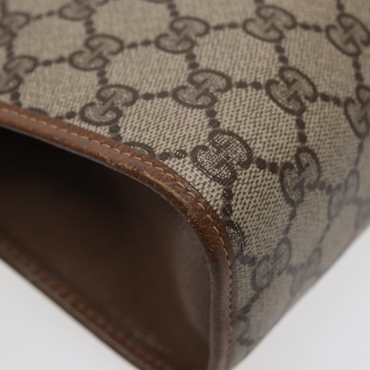 GUCCI GG Supreme Web Sherry Line Clutch Bag PVC Beige Gold 89 01 031 87331
