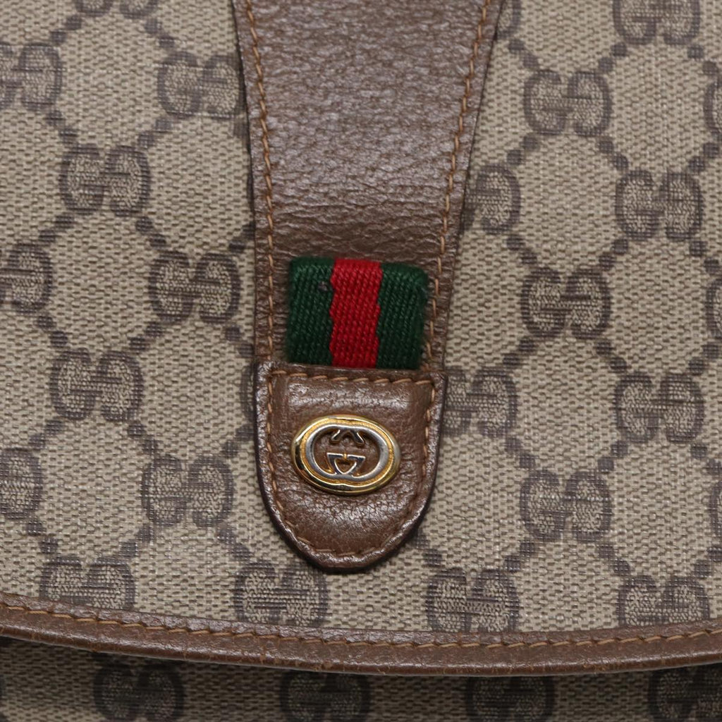 GUCCI GG Supreme Web Sherry Line Clutch Bag PVC Beige Gold 89 01 031 87331