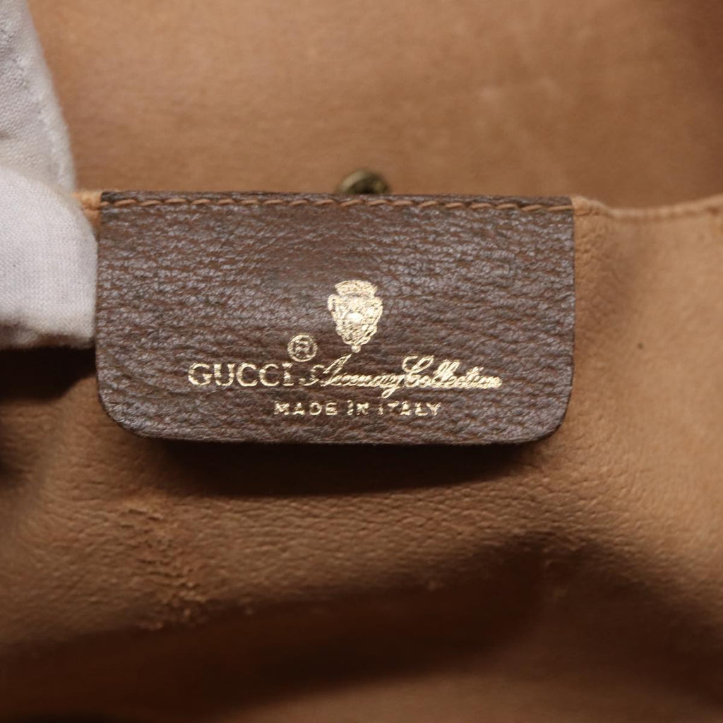 GUCCI GG Supreme Web Sherry Line Clutch Bag PVC Beige Gold 89 01 031 87331