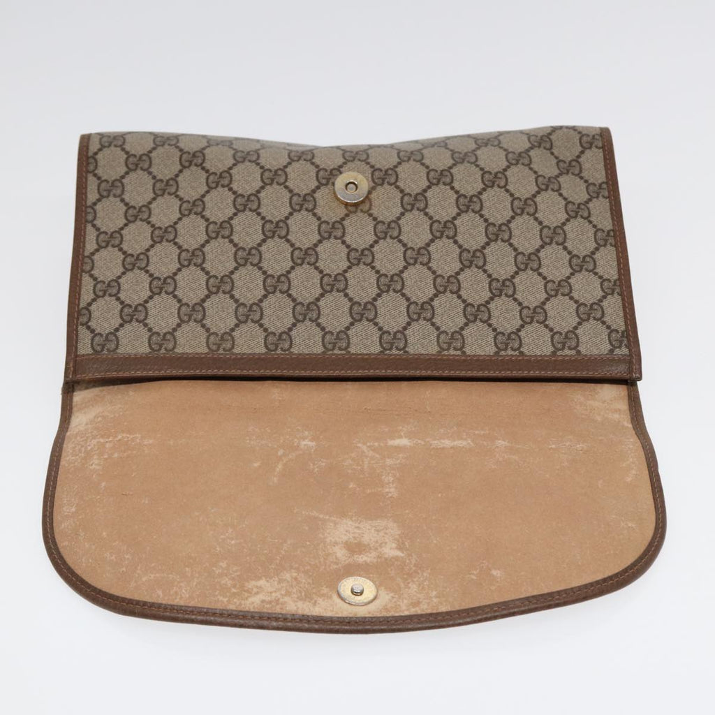 GUCCI GG Supreme Web Sherry Line Clutch Bag PVC Beige Gold 89 01 031 87331