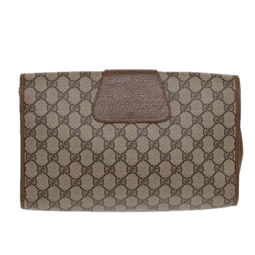 GUCCI GG Supreme Web Sherry Line Clutch Bag PVC Beige Gold 89 01 031 87331