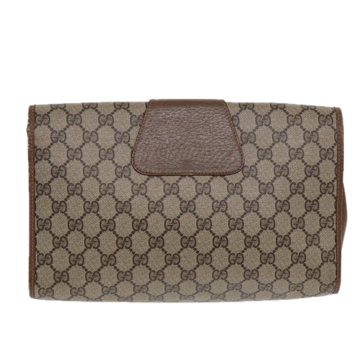 GUCCI GG Supreme Web Sherry Line Clutch Bag PVC Beige Gold 89 01 031 87331