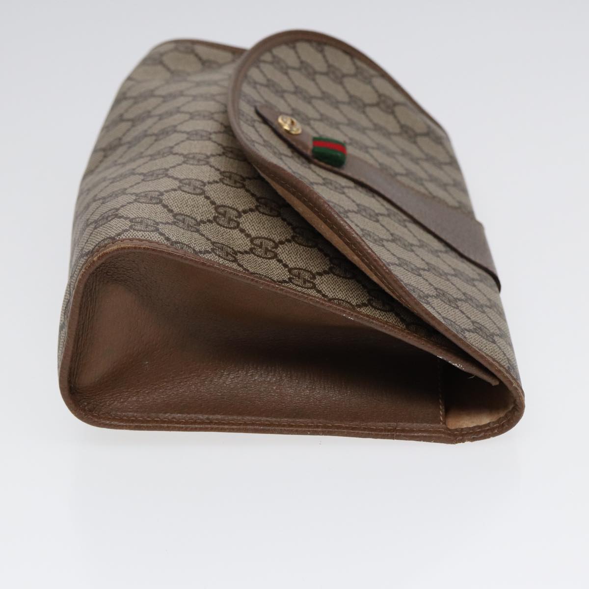 GUCCI GG Supreme Web Sherry Line Clutch Bag PVC Beige Gold 89 01 031 87331
