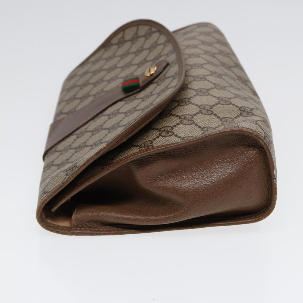 GUCCI GG Supreme Web Sherry Line Clutch Bag PVC Beige Gold 89 01 031 87331