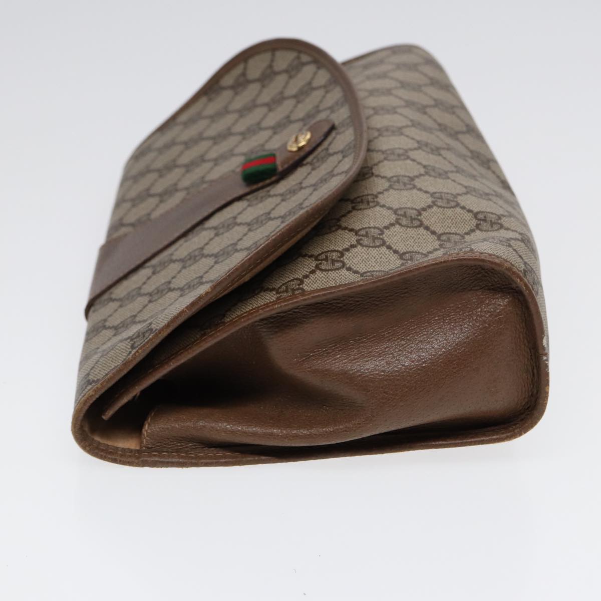 GUCCI GG Supreme Web Sherry Line Clutch Bag PVC Beige Gold 89 01 031 87331