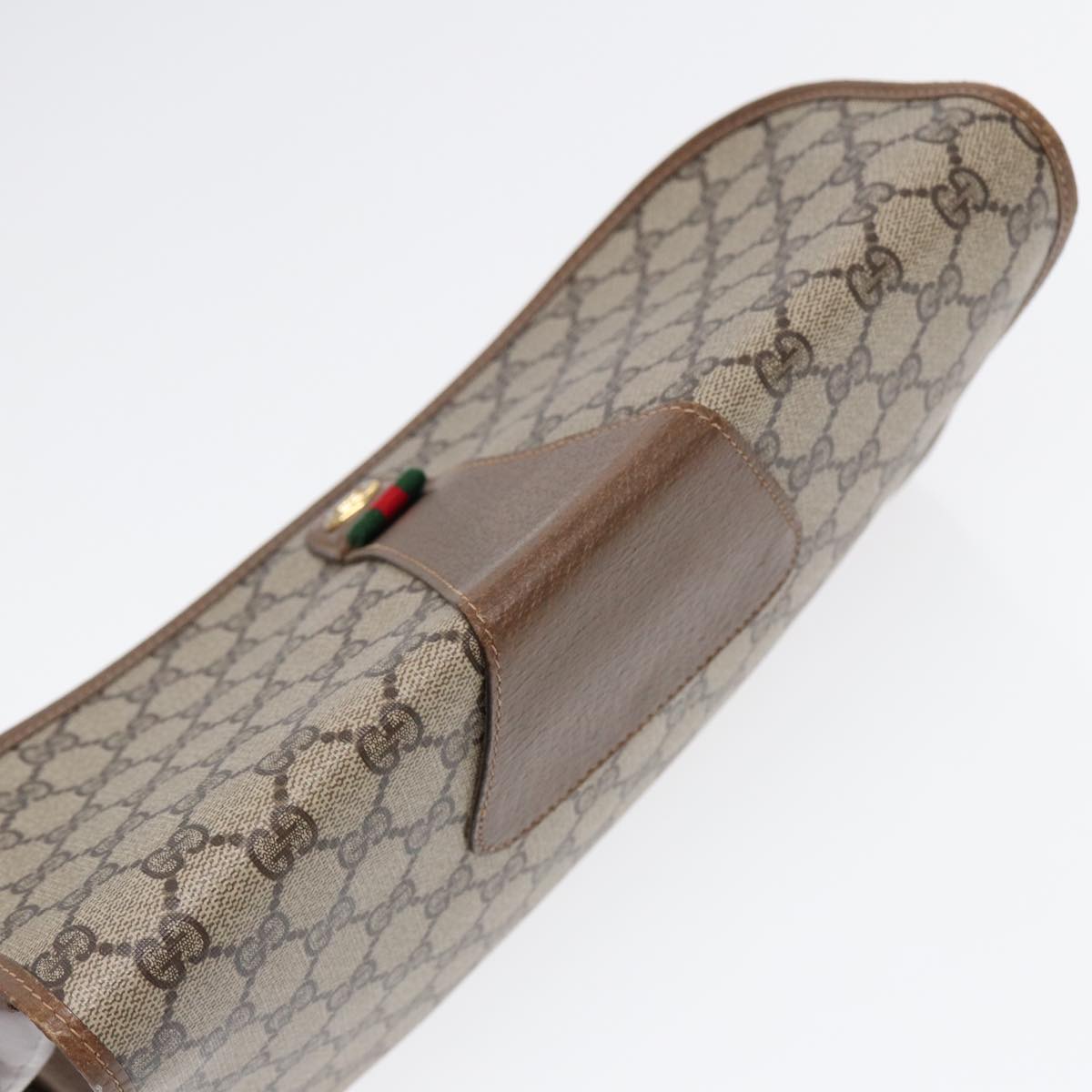 GUCCI GG Supreme Web Sherry Line Clutch Bag PVC Beige Gold 89 01 031 87331