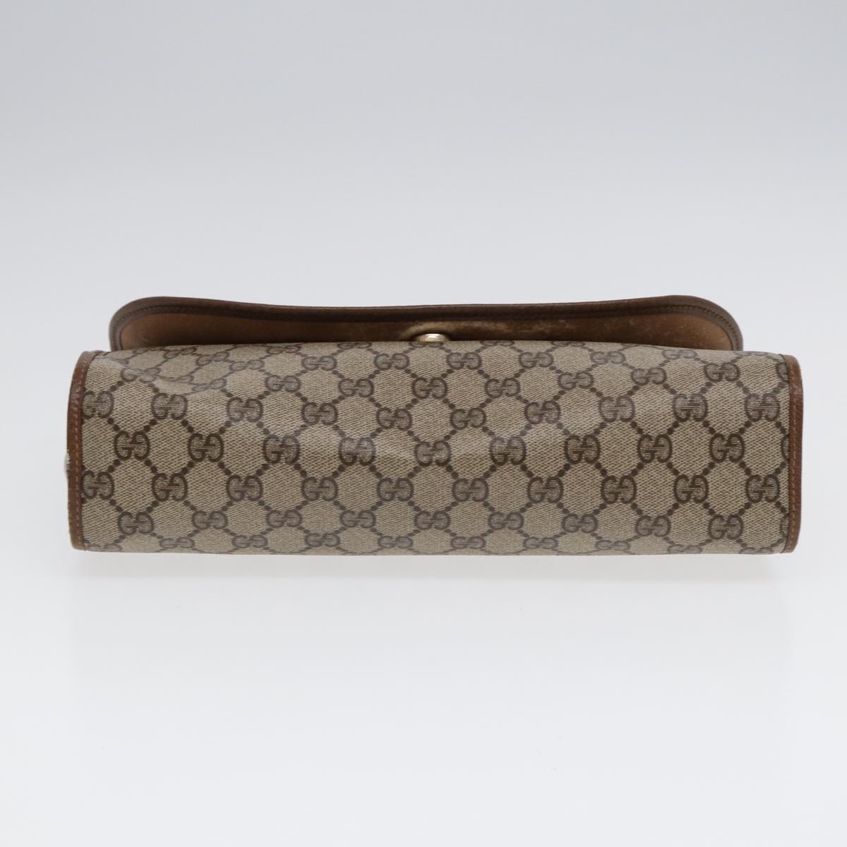 GUCCI GG Supreme Web Sherry Line Clutch Bag PVC Beige Gold 89 01 031 87331