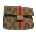 GUCCI GG Canvas Sherry Line Pouch Beige Red Brown 039 1055 2404 87336
