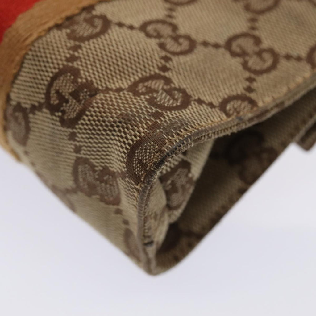 GUCCI GG Canvas Sherry Line Pouch Beige Red Brown 039 1055 2404 87336