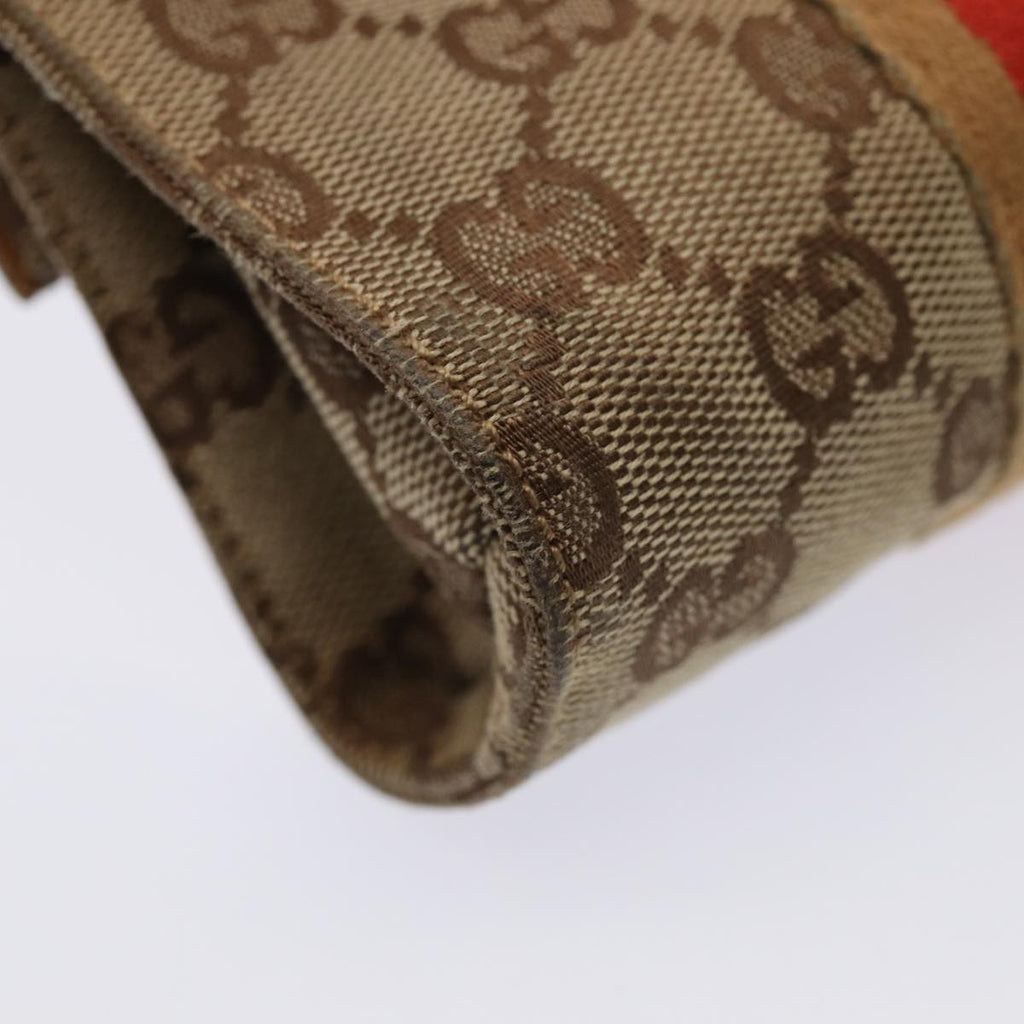 GUCCI GG Canvas Sherry Line Pouch Beige Red Brown 039 1055 2404 87336