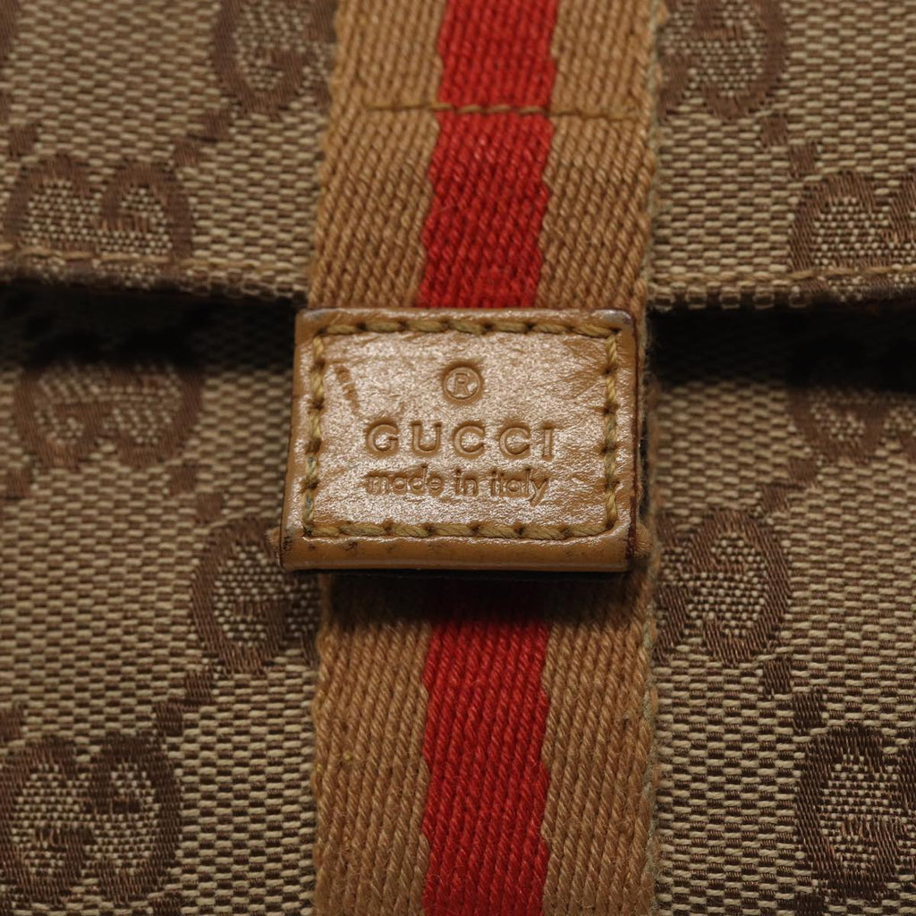 GUCCI GG Canvas Sherry Line Pouch Beige Red Brown 039 1055 2404 87336