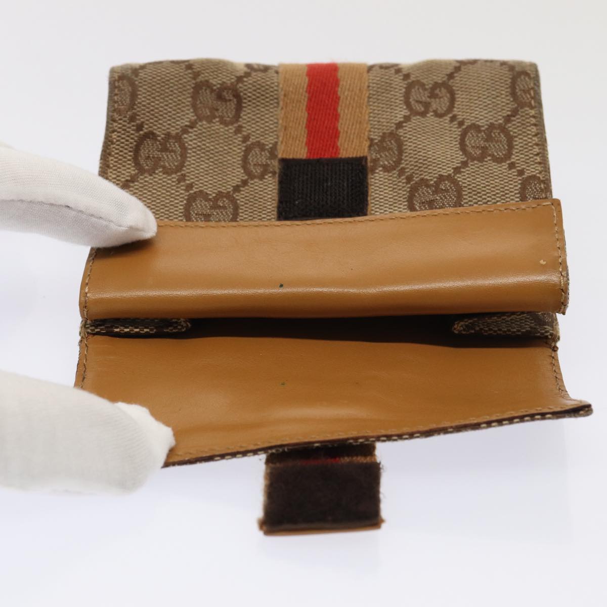 GUCCI GG Canvas Sherry Line Pouch Beige Red Brown 039 1055 2404 87336