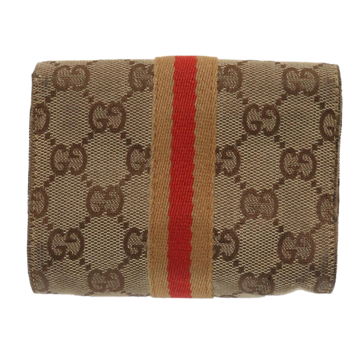 GUCCI GG Canvas Sherry Line Pouch Beige Red Brown 039 1055 2404 87336