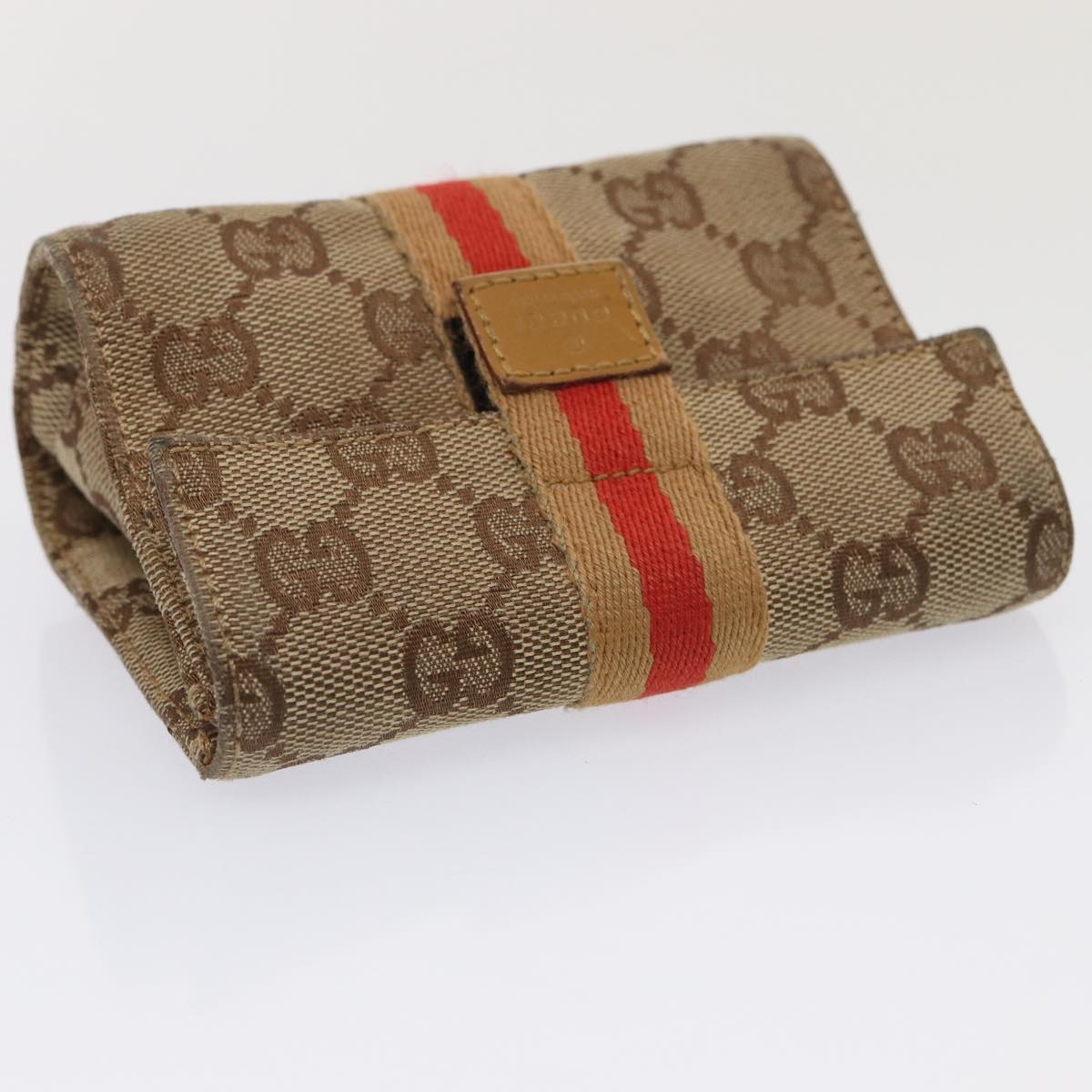 GUCCI GG Canvas Sherry Line Pouch Beige Red Brown 039 1055 2404 87336