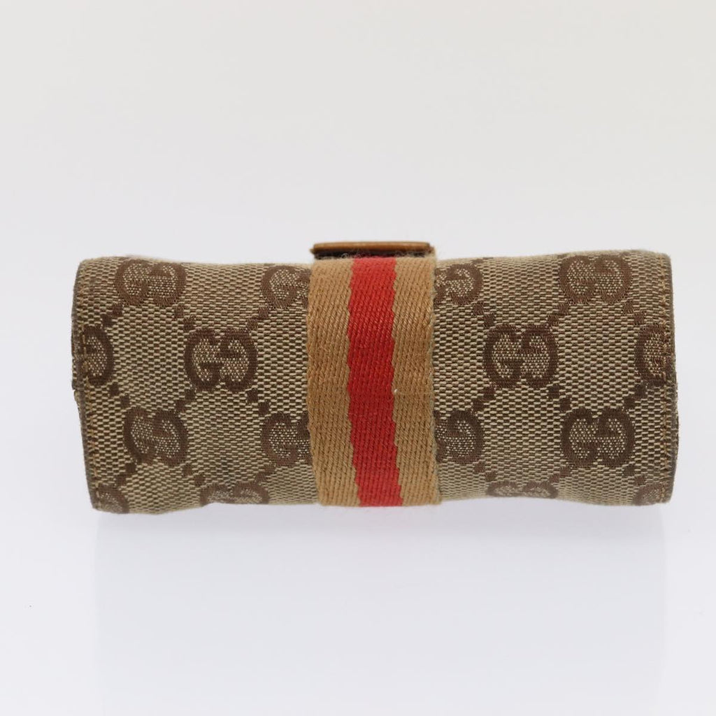 GUCCI GG Canvas Sherry Line Pouch Beige Red Brown 039 1055 2404 87336