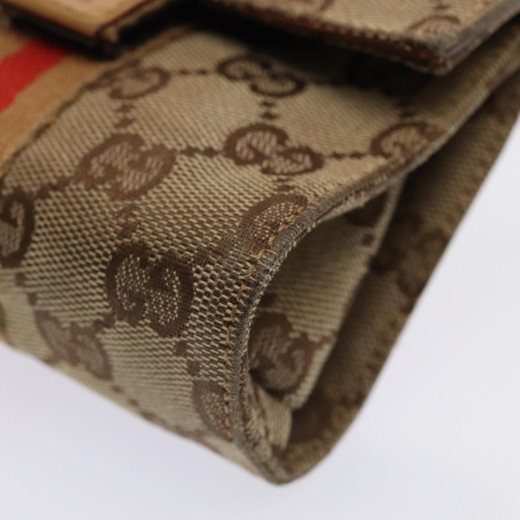 GUCCI GG Canvas Sherry Line Pouch Beige Red Brown 039 1055 2404 87336