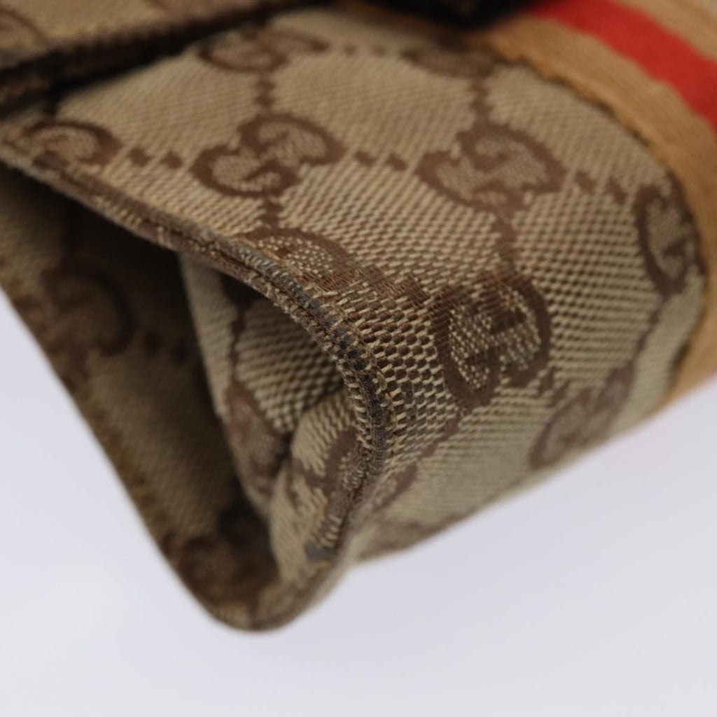 GUCCI GG Canvas Sherry Line Pouch Beige Red Brown 039 1055 2404 87336