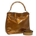 GUCCI Bamboo Hand Bag patent 2way Bronze 87342