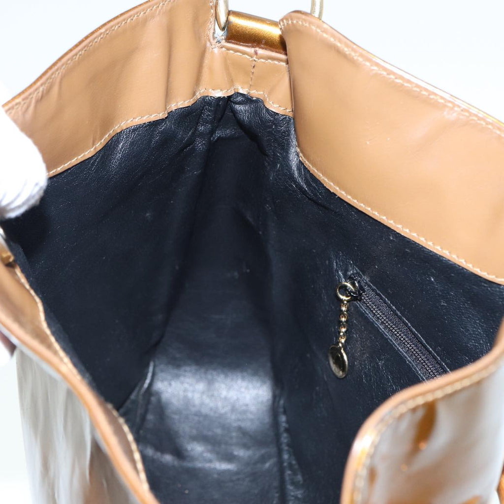 GUCCI Bamboo Hand Bag patent 2way Bronze 87342
