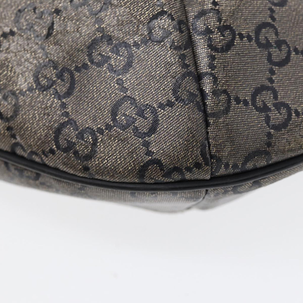 GUCCI GG Crystal Shoulder Bag Coated Canvas Silver Black 181092 87343