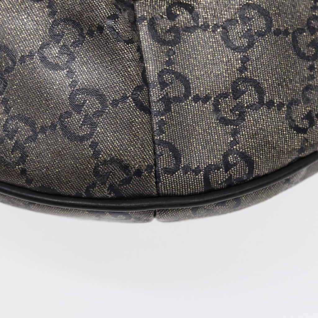 GUCCI GG Crystal Shoulder Bag Coated Canvas Silver Black 181092 87343