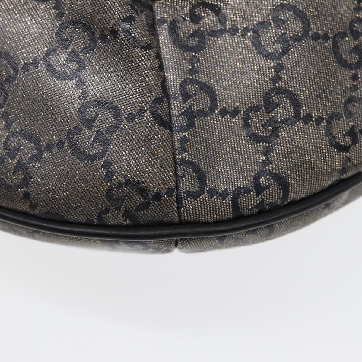 GUCCI GG Crystal Shoulder Bag Coated Canvas Silver Black 181092 87343