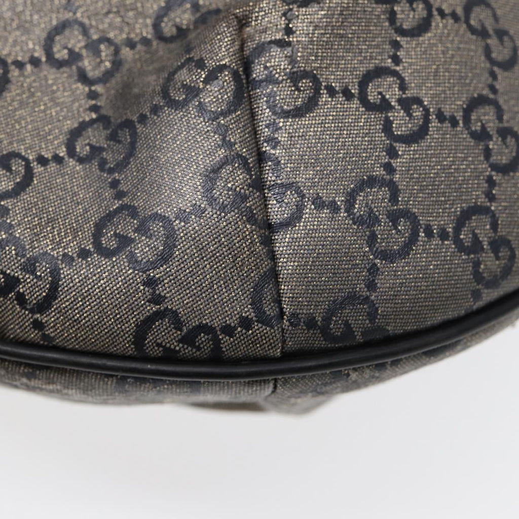 GUCCI GG Crystal Shoulder Bag Coated Canvas Silver Black 181092 87343