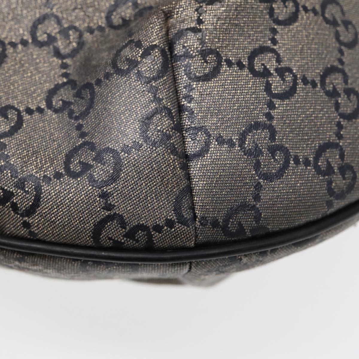 GUCCI GG Crystal Shoulder Bag Coated Canvas Silver Black 181092 87343