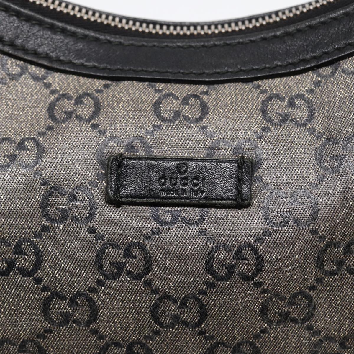 GUCCI GG Crystal Shoulder Bag Coated Canvas Silver Black 181092 87343