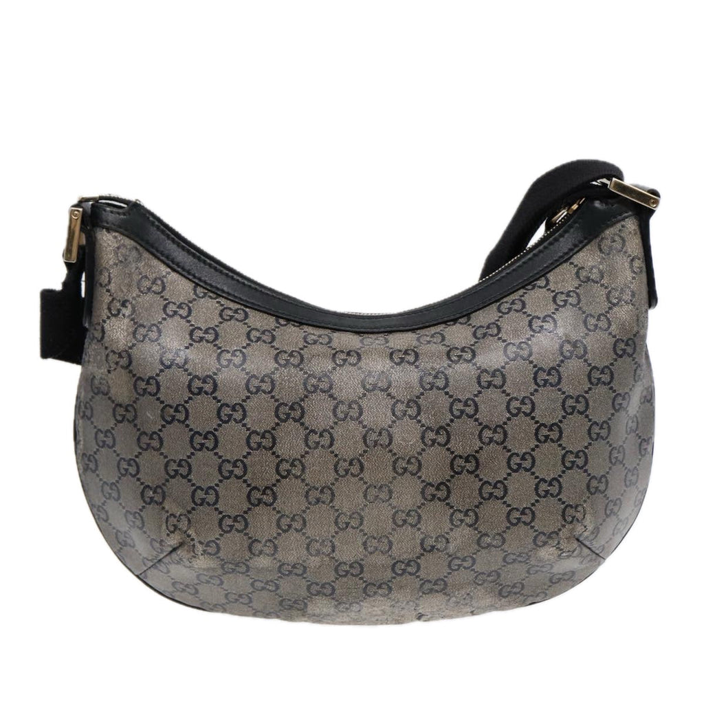 GUCCI GG Crystal Shoulder Bag Coated Canvas Silver Black 181092 87343