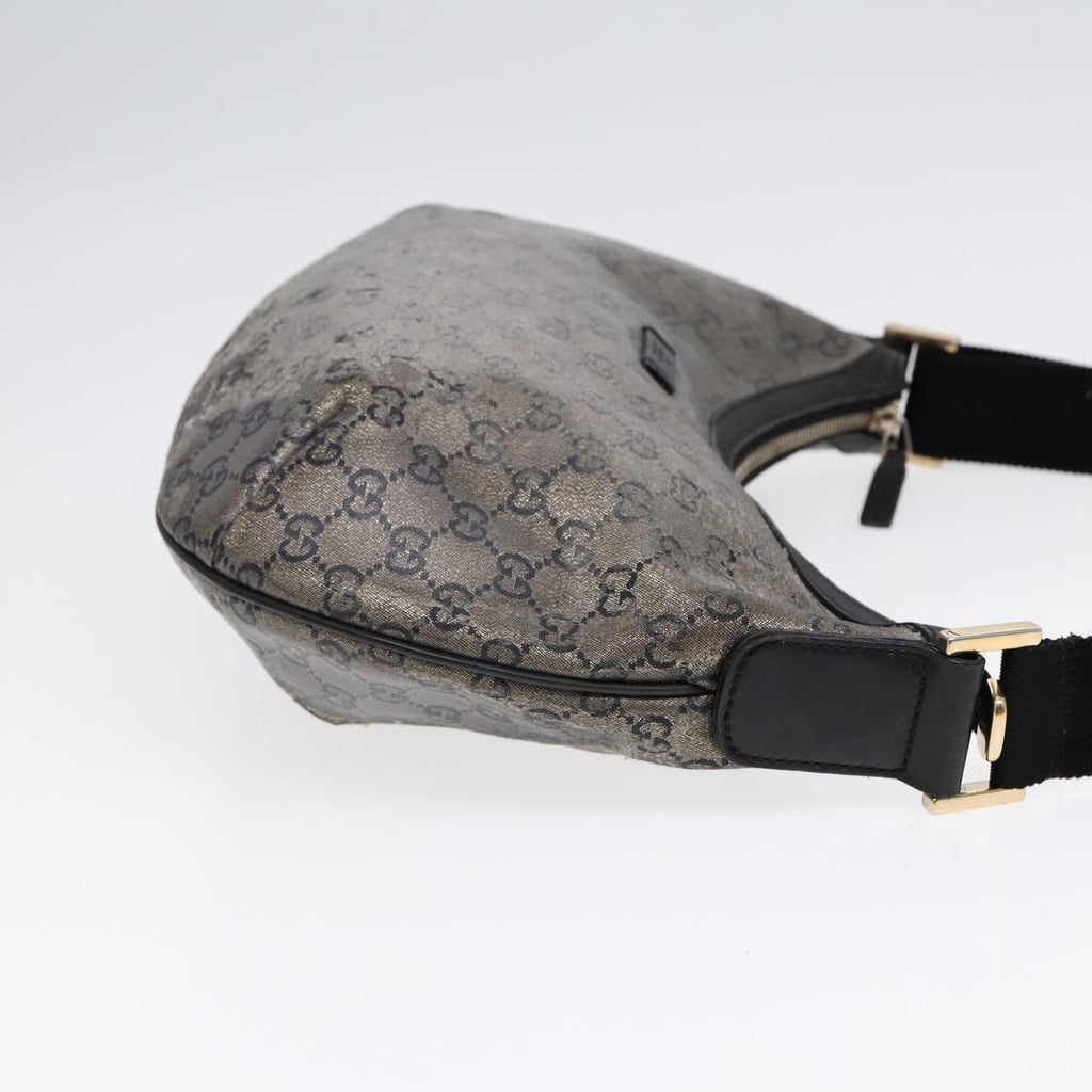 GUCCI GG Crystal Shoulder Bag Coated Canvas Silver Black 181092 87343