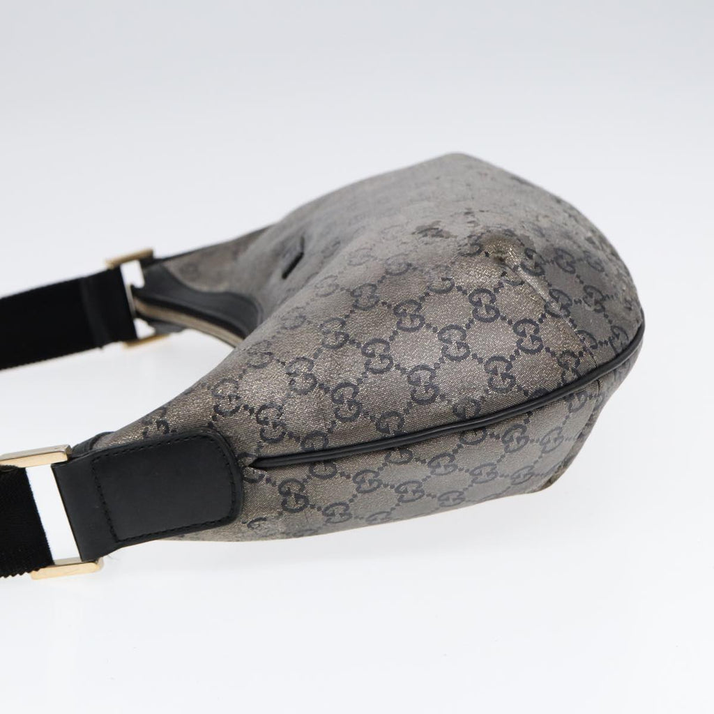 GUCCI GG Crystal Shoulder Bag Coated Canvas Silver Black 181092 87343